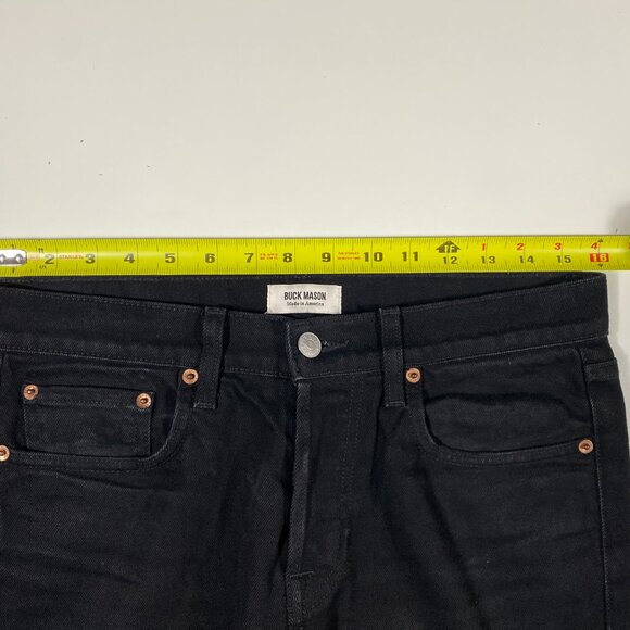 Buck Mason Button-Fly Slim Fit Stretch Denim Black Jeans Men's size 31x29 - Picture 7 of 9